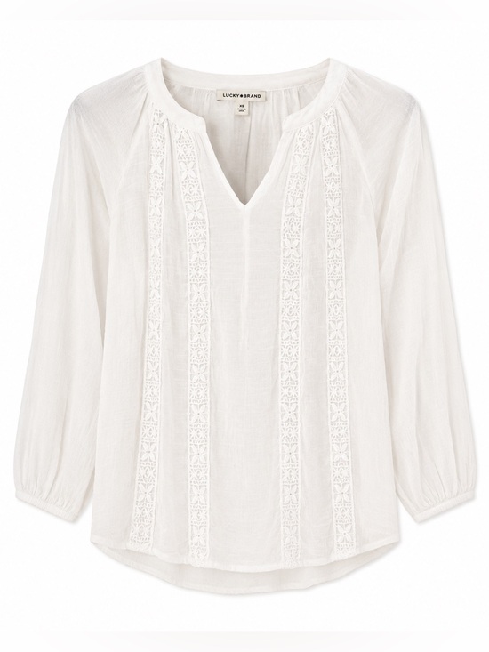 Counterparts Tops - White counterparts three-quarter sleeve gauze style blouse size small